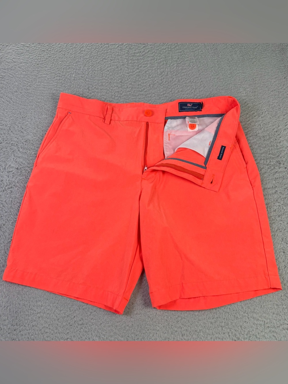 Vineyard Vines Performance Breaker Shorts Mens 33 Orange Neon 8'' Inseam Preppy